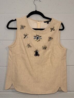 Banana Republic Cream Embellished Sleeveless Top
